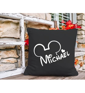 BK Gift Kişiye Özel Disney Tasarımlı Premium Kumaş Siyah Kırlent Yastık, Ev Hediyesi, Ev Dekorasyonu, Dekoratif Hediye-3