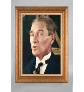 Altın Varaklı Paspartulu Çerçeveli Atatürk Tablo nt792