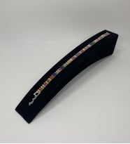 Massina Colorful Gökkuşağı Zirkon Taşlı Baget Su Yolu Kadın Bileklik (5MM) (Gümüş)