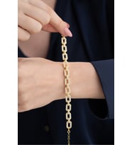 925 Ayar Gümüş Gold Zirkon Taşlı Zincir Bileklik
