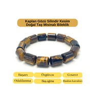 SERTİFİKALI Kahverengi Kaplan Gözü Silindir Kesim Doğal Taş Misinalı Bileklik