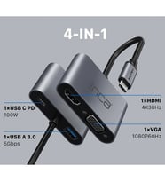 INCA ITPC-06T TYPE-C HUB X4 HDMI 4K@30 Hz+ VGA+ USB 3.0+PD 100W ALUMINYUM KASA ÇOKLAYICI