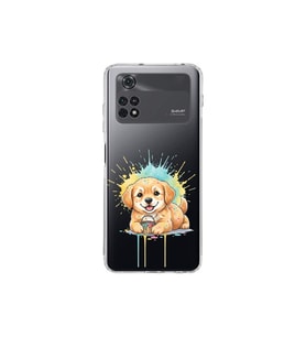 Poco M4 Pro ile Uyumlu Splash Köpek Tasarımlı Şeffaf Silikon Kılıf
