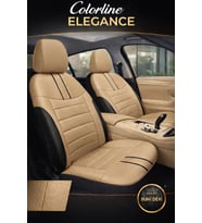 Citroen C4 2020 ve Sonrası Uyumlu Colorline Elegance Deri Bej Siyah Koltuk Kılıfı