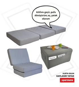 Katlanır Sünger Yatak Yer Yatağı Katlanır Yer Minderi Misafir Yatağı 80x180x14 Puantiye Ultra Kalın