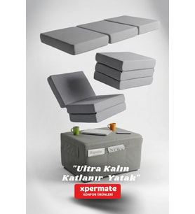 Katlanır Sünger Yatak Yer Yatağı Katlanır Yer Minderi Misafir Yatağı 80x180x14 Puantiye Ultra Kalın