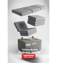 Katlanır Sünger Yatak Yer Yatağı Katlanır Yer Minderi Misafir Yatağı 80x180x14 Puantiye Ultra Kalın