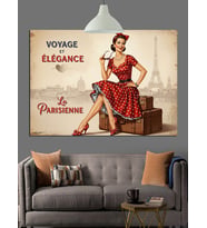 Retro Pin Up Kadın Elbise Dekoratif Kanvas - Mdf Ahşap Tablo