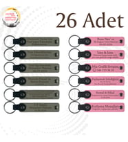 K Gri & Pembe, 26’lı Set, İsim Yazılabilen Deri Anahtarlık, Yaratıcı Yazarlık Kursu Katılımcılarına