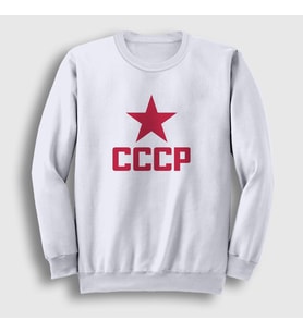 Presmono Unisex Beyaz Red CCCP Sovyetler Birliği Sweatshirt 267489tt (Beyaz)