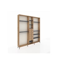 Arges Dolap 10 Raflı 6 Çekmeceli 3 Askılı 220x30x243 Çam-Antrasit/Çam