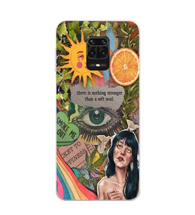Redmi Note 9 Pro/Note 9S Uyumlu Vintage Kolaj Desenli Şeffaf Telefon Kılıfı