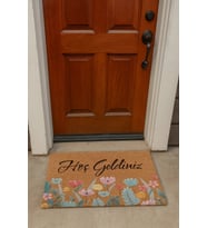 Valerine Life Renkli Gelincik Çiçekleri Hoş Geldiniz Kapı Önü Paspası 45x70cm (Kahverengi)