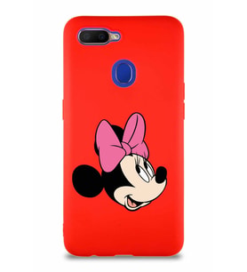 Oppo A5S Soft Premier Kapak Minnie Mouse-A Tasarımlı Silikon Kılıf - Kırmızı (Şeffaf)