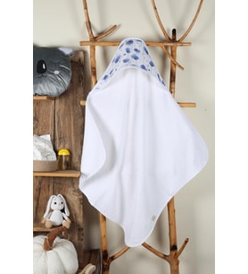 Luckka %100 Pamuk Bebek Havlu Kundak Banyo Havlusu Beyaz mavi (Standart)