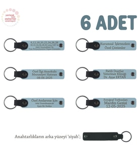 Gök Mavi & Siyah, Anaokulu Miniklerine İsimli Karne Hatırası Anahtarlık 6’lı Set, Hediyelik Anı (Gök Mavisi)
