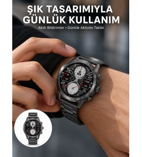 Akıllı Saat Çelik Kordon Çağrı Cevaplama Amoled Ekran Titreşimli Uyku ve Sağlık Takibi Yeni Nesil