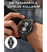 Akıllı Saat Çelik Kordon Çağrı Cevaplama Amoled Ekran Titreşimli Uyku ve Sağlık Takibi Yeni Nesil