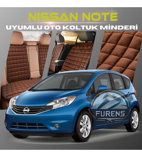 Nissan Note Kahverengi Renk Tay Tüyü Cepli & Terletmez Sırtlı Oto Koltuk Minder Seti - Koltuk Koruma Kılıfı (ÖN & ARKA TAM SET)