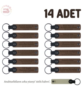 Kahverengi & S.Kahve, Bebek Ziyaretine Gelenlere Hediyelik İsim Mesaj Yazılabilen, 14'lü Anahtarlık (Açık Kahve)