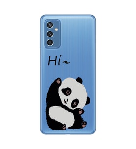 Samsung Galaxy M52 Uyumlu Sevimli Panda Desenli Şeffaf Telefon Kılıfı
