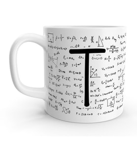 T Harfi Matematik Formül Tasarım Harfli Kupa Bardak