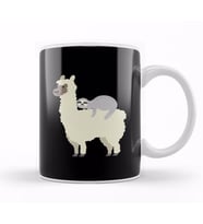 Cute & Funny Sloth Riding Llama Best Friends Kupa Bardak Porselen