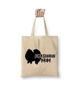 Pomeranian Mom Pomeranya Köpek Mom Beyaz Bez Çanta Uzun Saplı Alışveriş Çantası Plaj Çantası