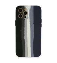 Apple İphone 12 Pro Kılıf Ebruli Lansman Silikon - Siyah-lacivert