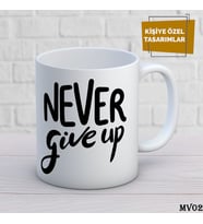 Kişiye Özel Kupa Motivasyon  İsimli & Fotoğraflı Premium Hediye Bardak  Never Give Up