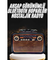 Mey İthalat® Nostaljik Görünümlü Ahşap Radyo Tf Sd Usb Girişli Led Fener Işıklı
