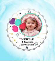 Kişiye Özel Balonlu Resimli İsimli Yıldız Haritası Kapak Magnet Açacak