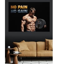 No Pain No Gain Kaslı Sporcu Dekoratif Kanvas - Mdf Ahşap Tablo