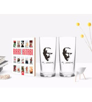 BK Home Renkli Baskılı Atatürk Temalı İkili Rakı Bardağı ve Rakı Cep Kitabı Hediye Seti-23 (Model 1)