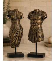 Antik Roma İmparatoru Augustus & Livia Drusilla Başsız Kaideli Heykel Seti