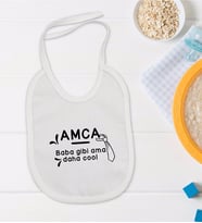 BK Kids Amca Baba Gibi Tasarımlı Beyaz Bebek Mama Önlüğü-1