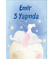 Sevimli Fil Temalı Doğum Günü Afişi 35X50 cm