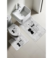 Modern Desenli Dijital Baskı 3’lü Banyo Paspas Takımı Yıkanabilir Kaymaz Tabanlı Klozet Takımı KLZ0003 (Çok Renkli)