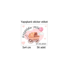 Hoşgeldin Bebek Kız Bebek Için 56 Adet 5x4 Cm