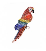 Papağan Harlequin Macaw Renkli Zirkon Taşlı Büyük Boy Broş RZ169