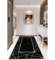 Siyah Çerçeveli Kaymaz Taban Makinede Yıkanabilir Halı AR523 - 100 x 160 cm