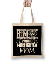 Cute Now He Protects Me Firefighter Mom Bez Çanta Uzun Saplı
