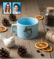 Kişiye Özel Karikatürlü Gelin Damat Evleniyoruz Mutluyuz Lüks Pastel Fincan Sevgililer Günü Hediyesi