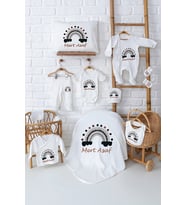 Pia Baby Premium %100 Pamuk Erkek Bebek Hediyesi 11 Parça İsme Özel Doğum Seti 5085-00 (Ekru)