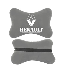 Renault Logolu Gri Ortopedik Oto Boyun Yastığı  Koltuk Yastığı  Boyun Yastığı  Papyon Yastık  2 Adet