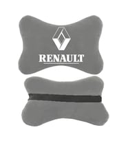 Renault Logolu Gri Ortopedik Oto Boyun Yastığı  Koltuk Yastığı  Boyun Yastığı  Papyon Yastık  2 Adet