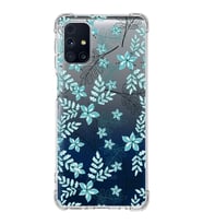 Samsung Galaxy M31s  Köşe Korumalı Antişok Kapak Floral Su Yeşili Tasarımlı Şeffaf  Kılıf