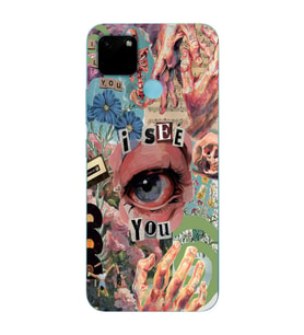 Realme C21Y/C25Y Uyumlu Aesthetic Kolaj Desenli Şeffaf Telefon Kılıfı
