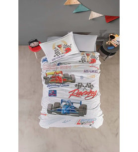 Clasy Ranforce %100 Pamuk Nevresim Takımı Tek Kişilik Speed Time V1 Gri