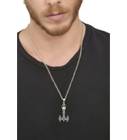 Erkek Antik Gümüş Kaplama Kurukafa&Balta Kolye